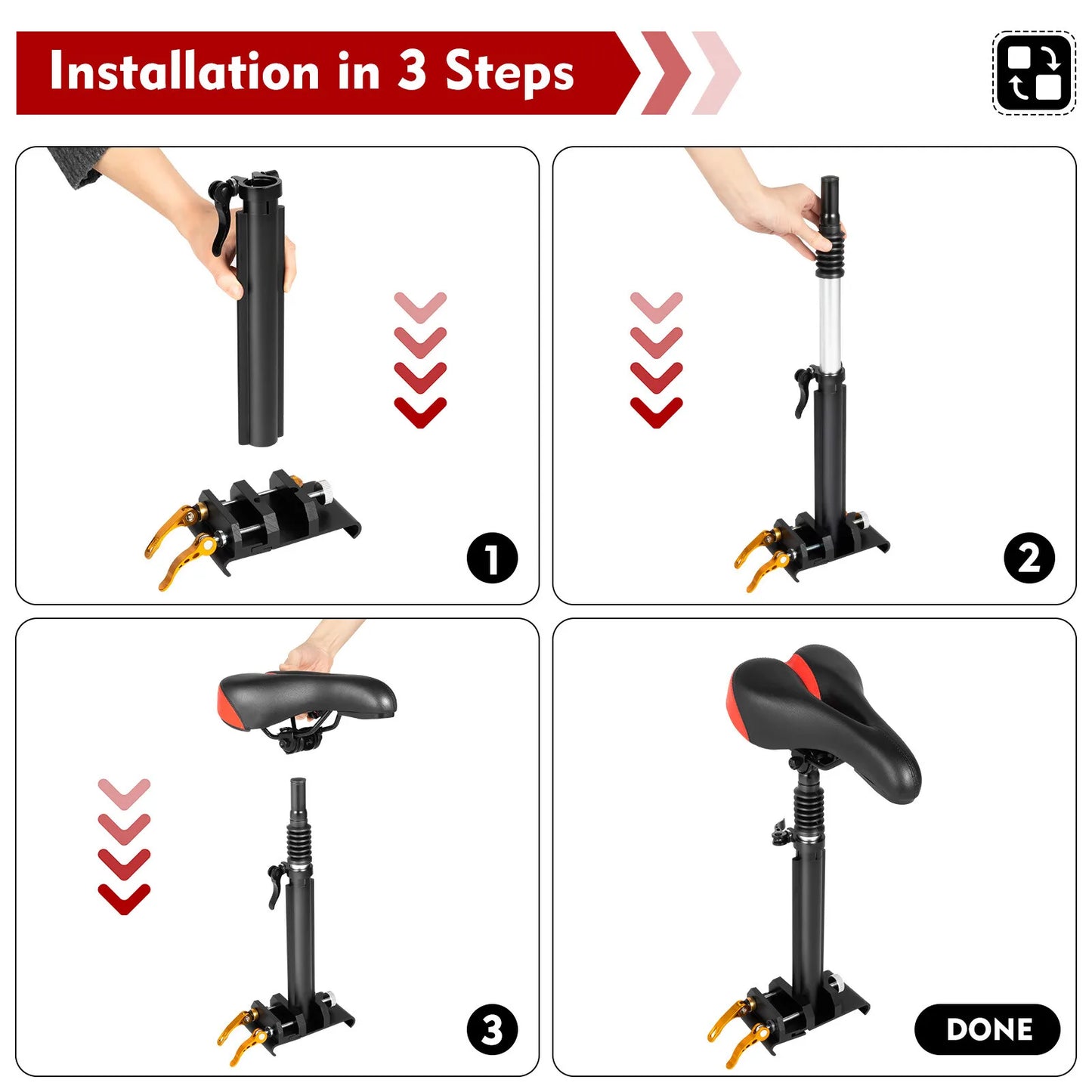 Universal Folding Scooter Seat Saddle For M365 Electric Scooters