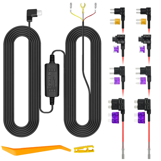 Car Dash Cam Hardwire Cable Kit Type C USB Charger