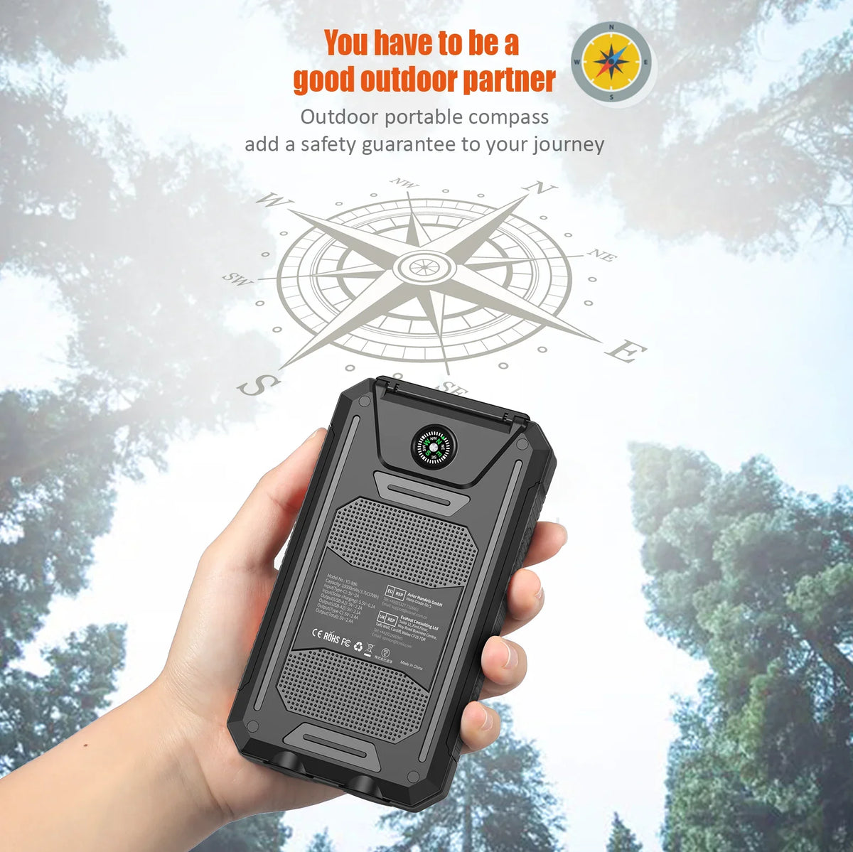 10000mAh Solar Power Bank Featuring Dual USB Type C Ports