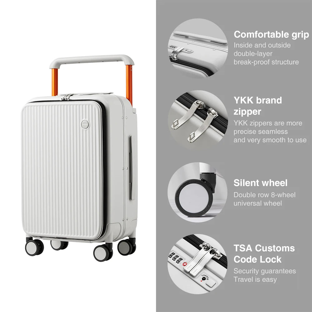 Mixi Front Laptop Pocket Carry On Luggage With Wide Handle
