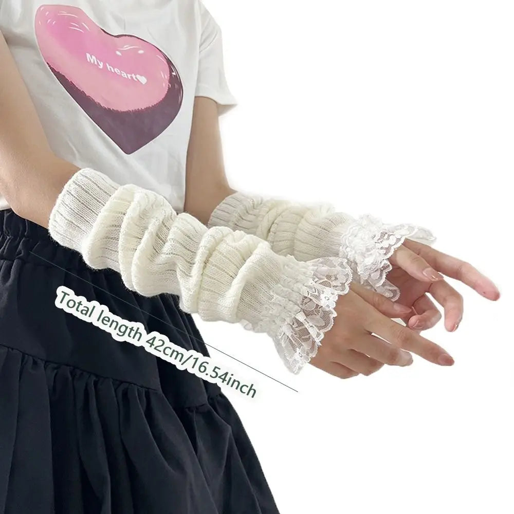 Fingerless Long Wrist Gloves Arm Warmers Polyester For Women