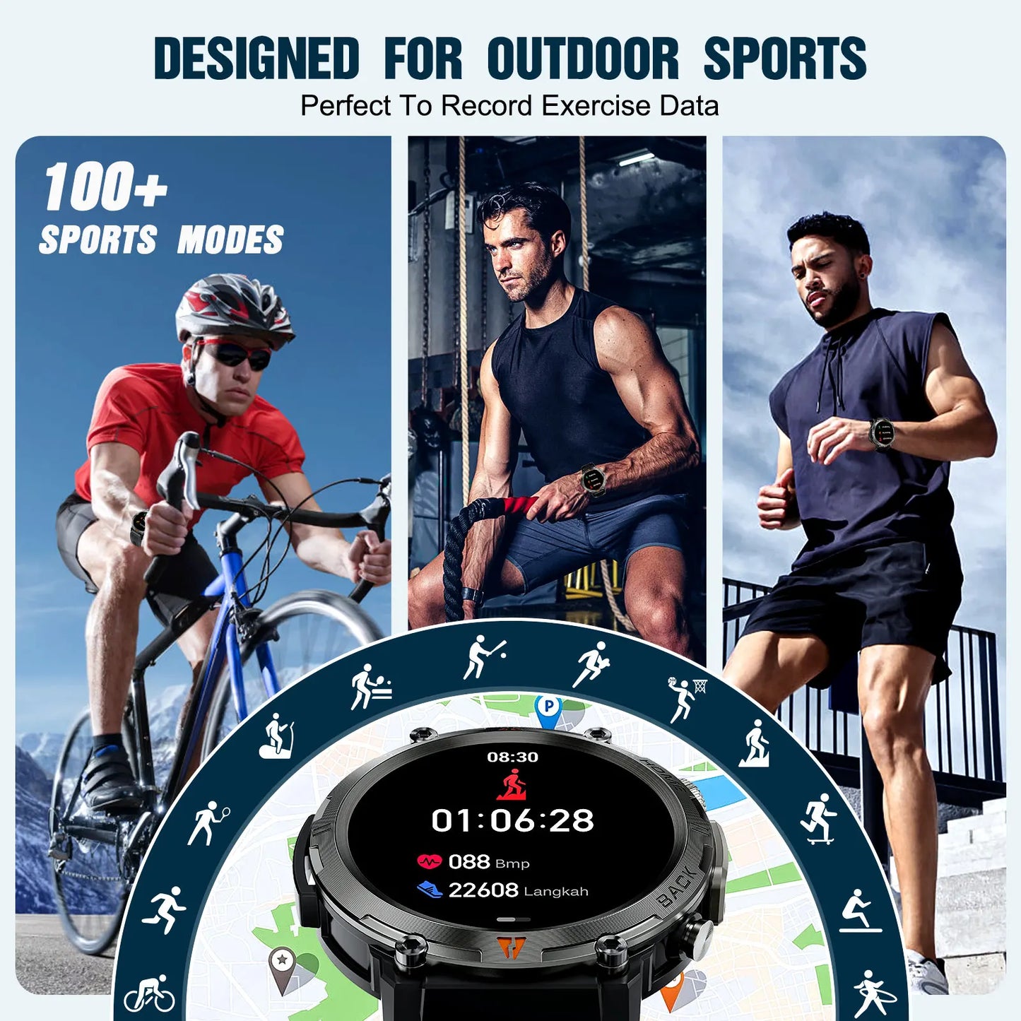 LaNikar KE3 Bluetooth Call Smartwatch For Men With Touch Screen