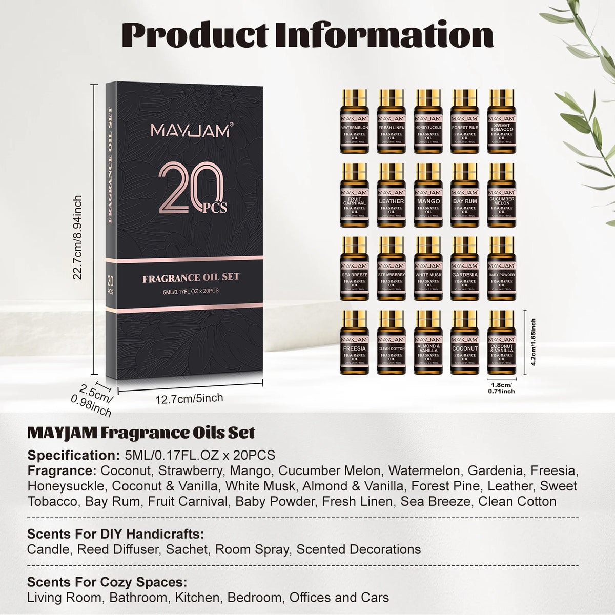 MAYJAM Fragrance Oils Set For Diffusers Candles And Soap Making