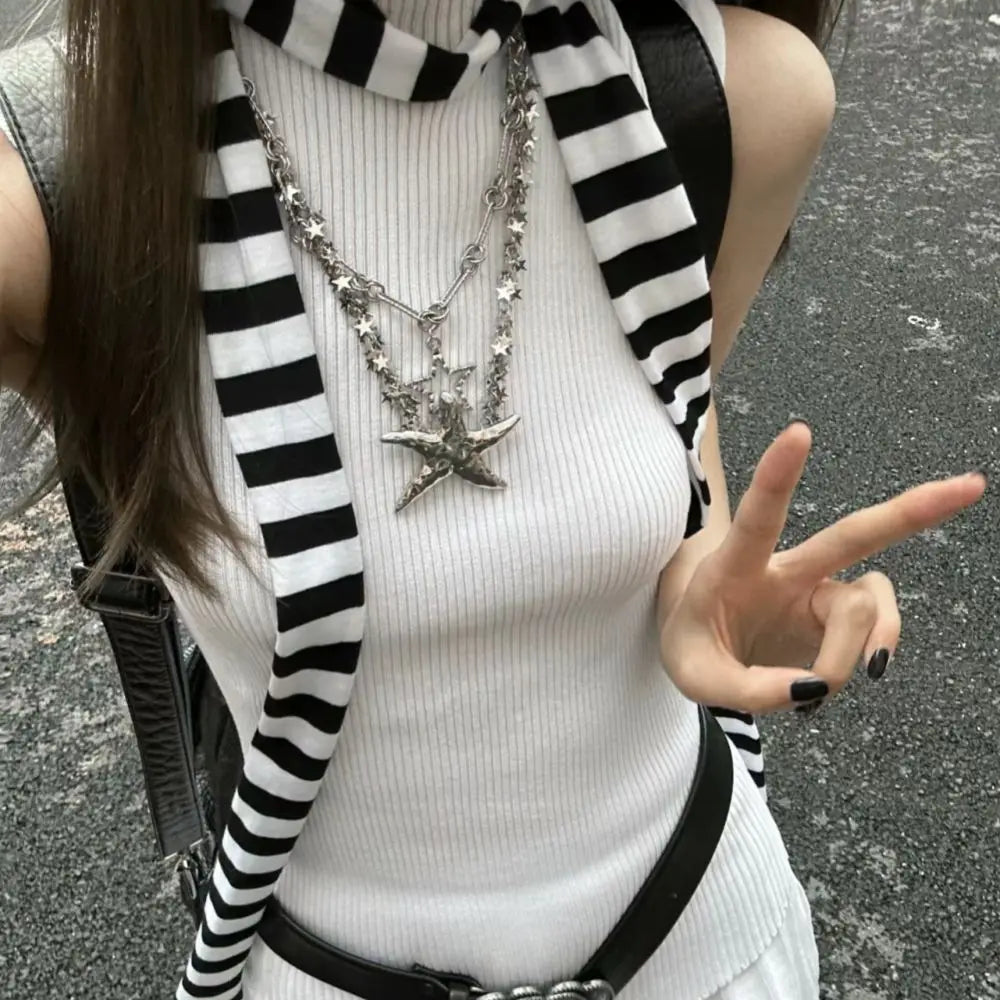 YJSFG HOUSE Harajuku Cotton Scarf Neckerchief Long Streetwear