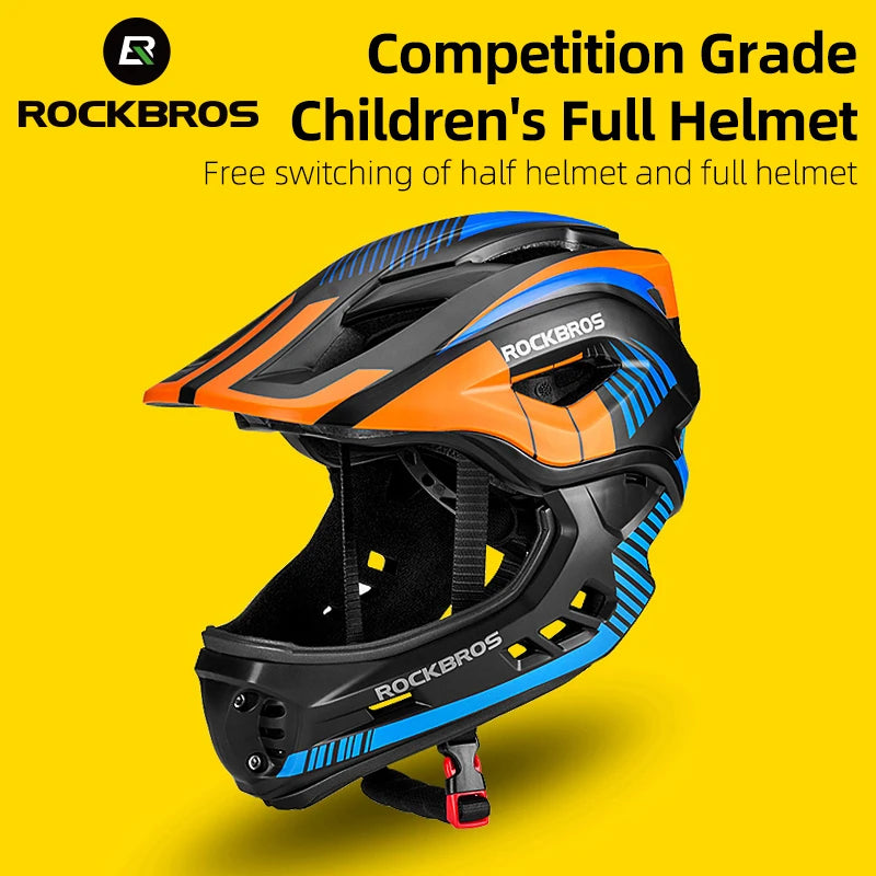 ROCKBROS Kids Detachable Full Face Cycling Helmet Safety Protection