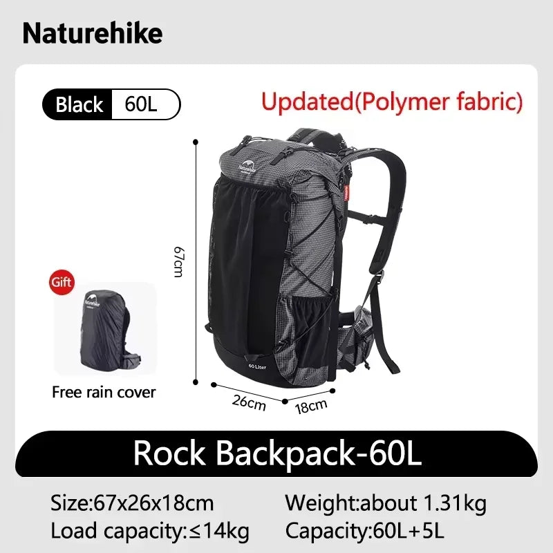 Naturehike Rock Outdoor Backpack Capacity Hiking Pack Rain Cover