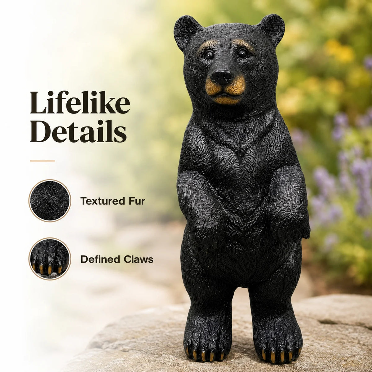 Realistic Standing Bear Statue Resin Outdoor Garden Decor
