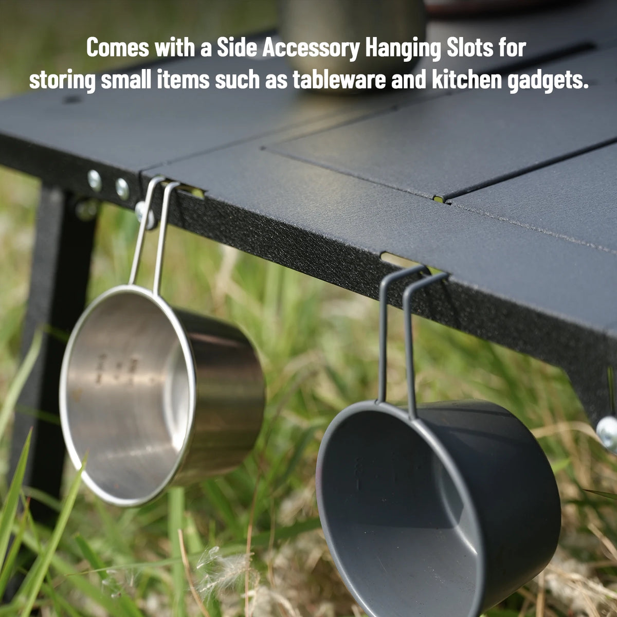 Pakicetus Portable Foldable Iron Camping Table Adjustable Height
