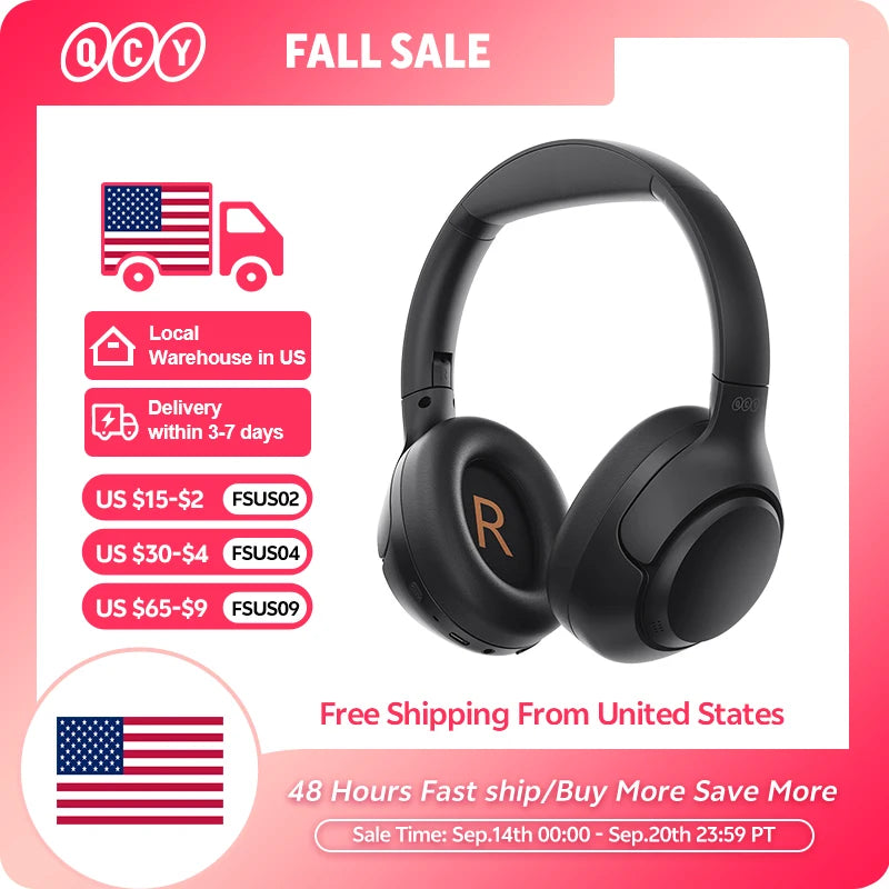 QCY H3 Wireless Headphones With Active Noise Cancellation Bluetooth 5.4