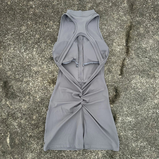 Women Scrunch Back Waist Tight Yoga Jumpsuit Shorts Set Zipper