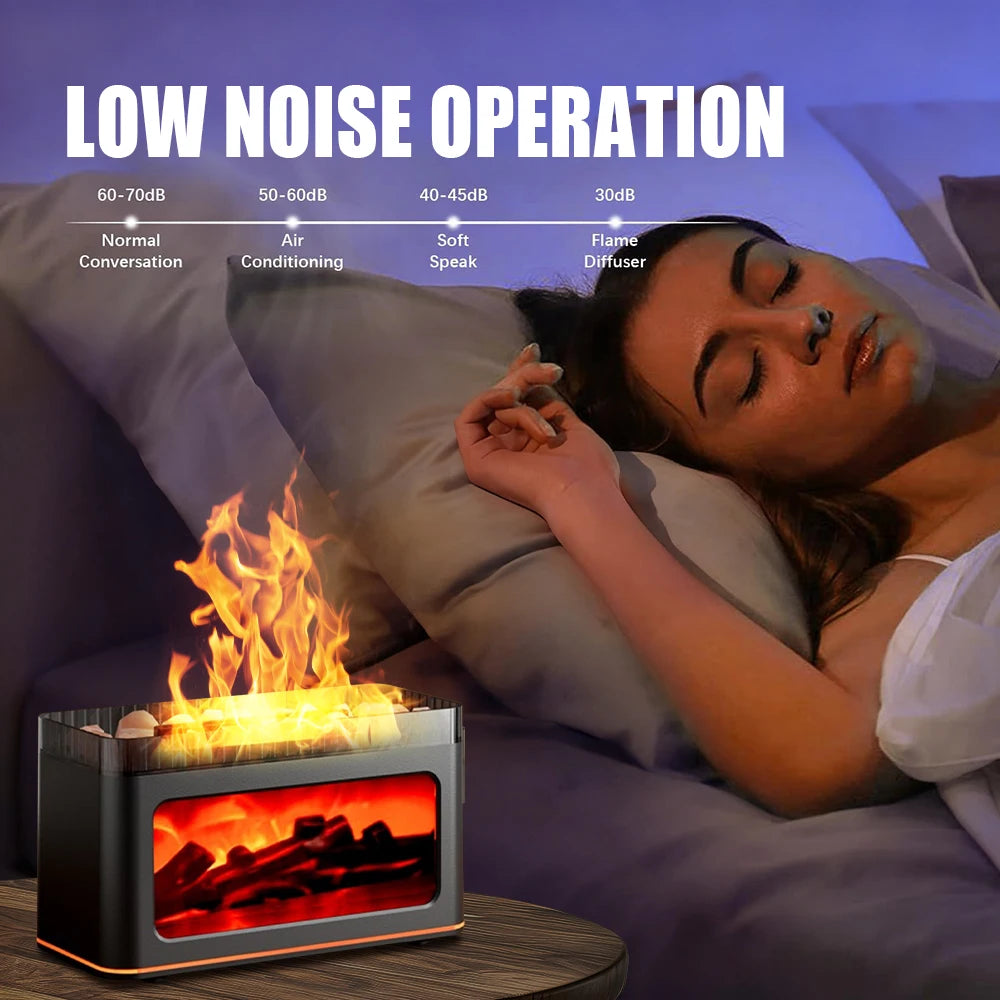 Simulated Flame Aromatherapy Humidifier With Atmosphere Lighting Remote Control