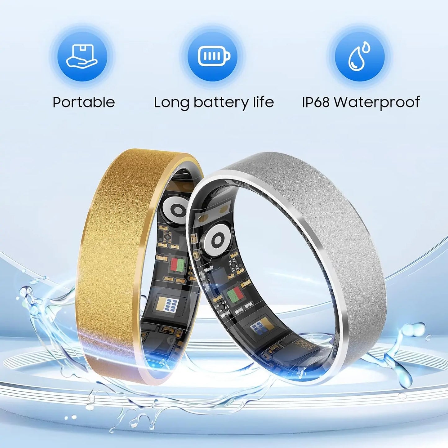Smart Ring Health Tracker for Sleep and Activity, IP68 Waterproof