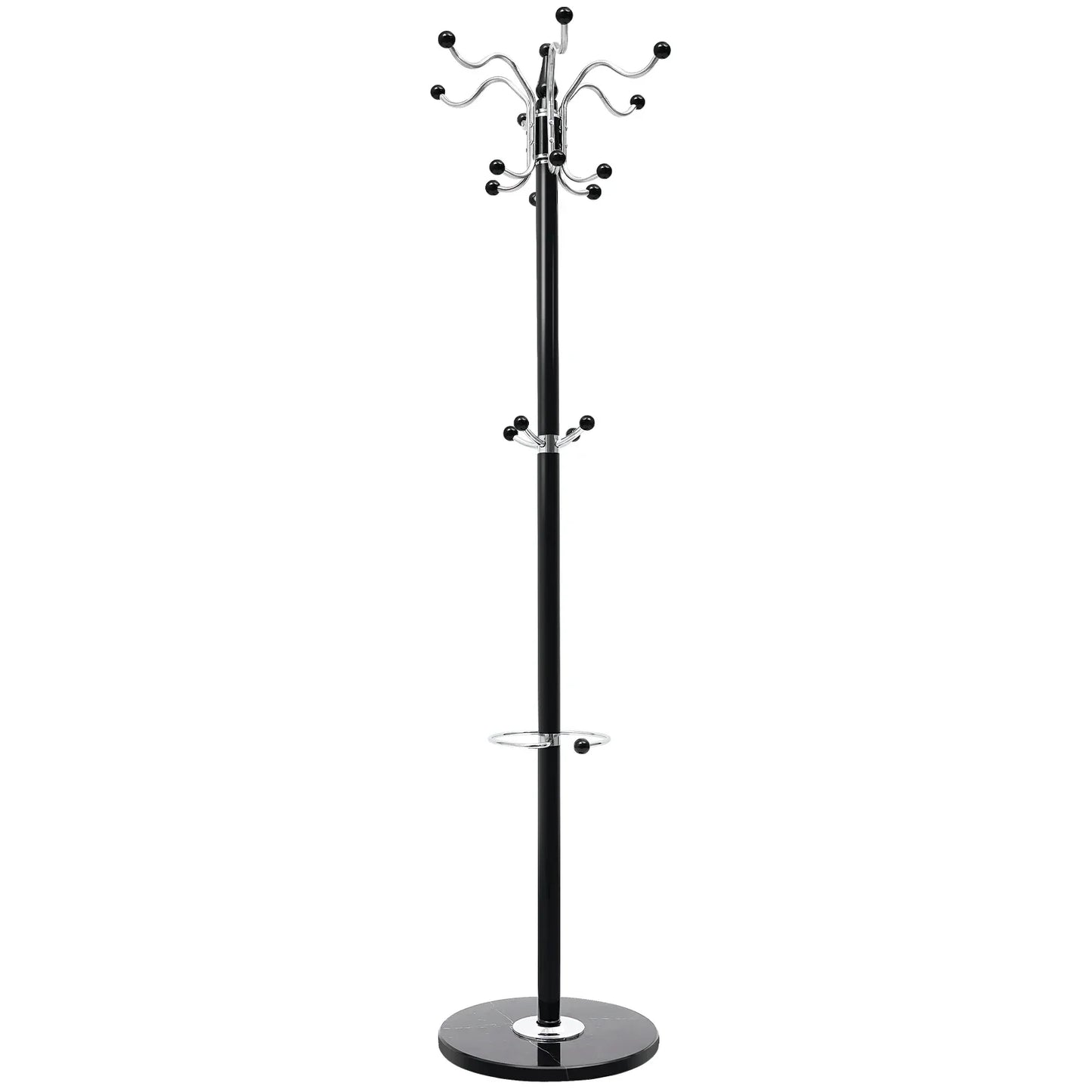 Bymaocar Free Standing Coat Tree With 16 Hooks Hat Jacket Stand