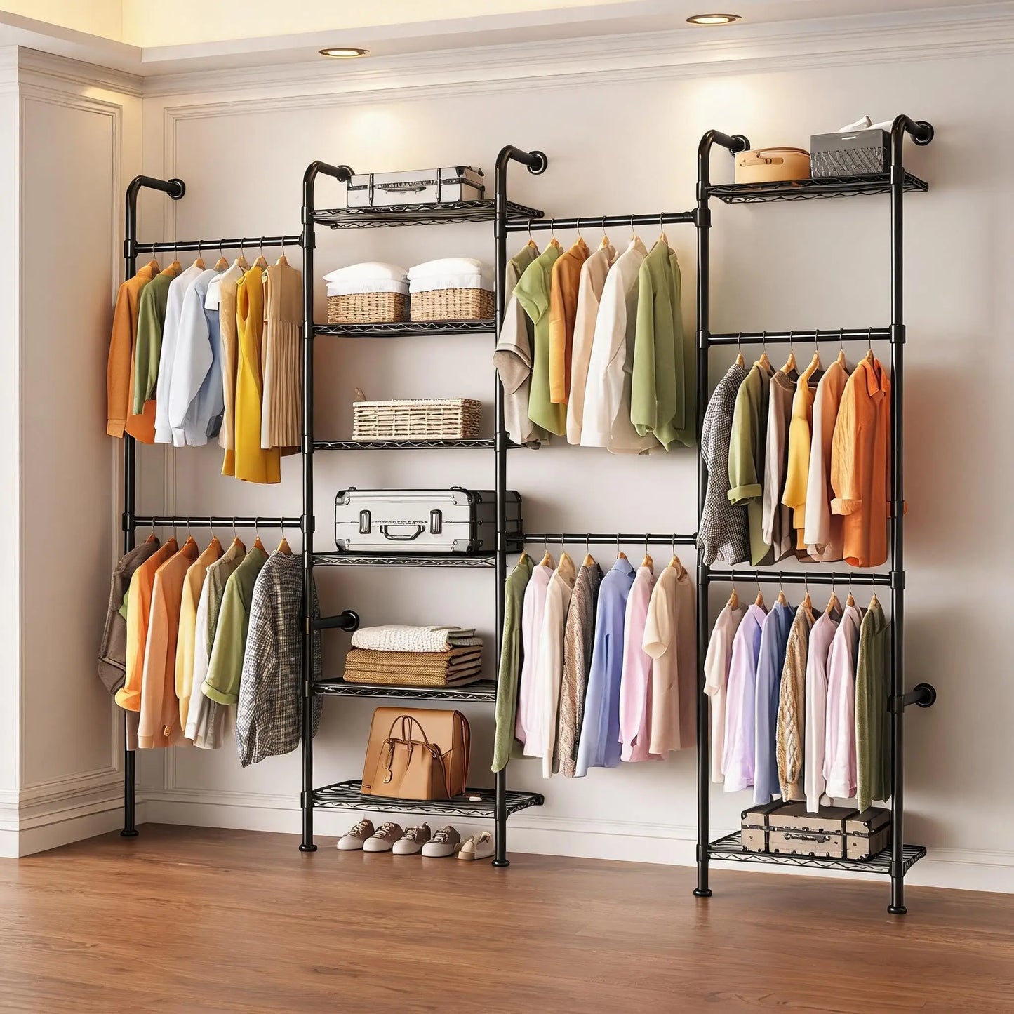 Studyset Carbon Steel Wall Mounted Clothes Rack With Expandable Rods