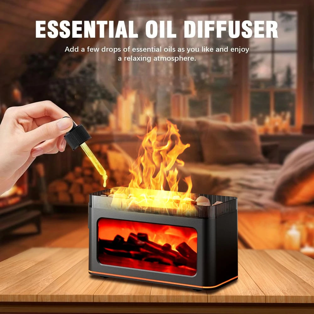 Simulated Flame Aromatherapy Humidifier With Atmosphere Lighting Remote Control