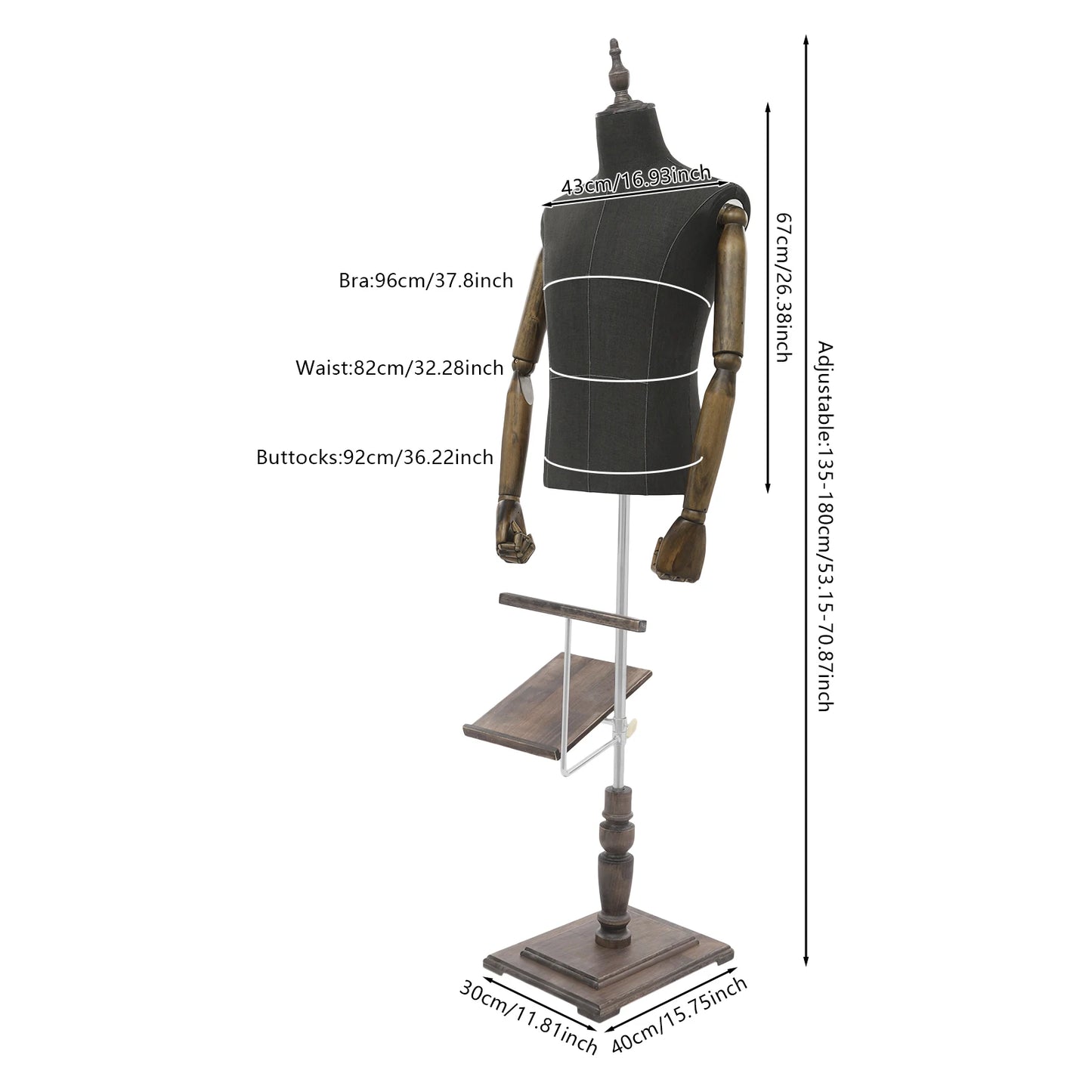 Male Adjustable Dress Form Torso For Clothing Retail Display