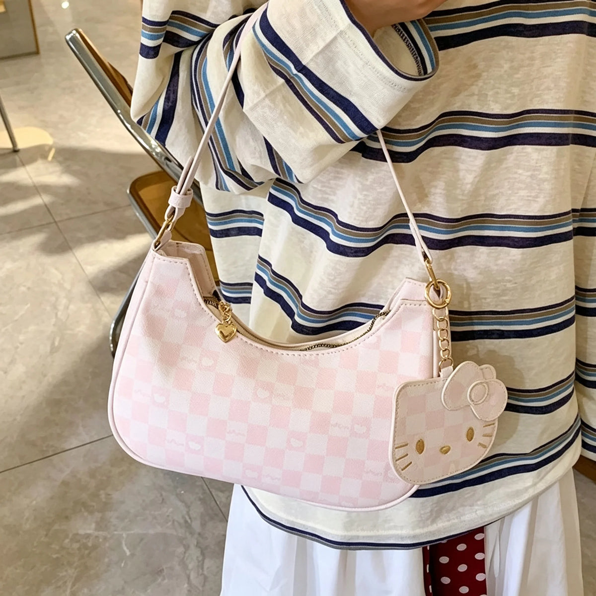 Mesuca Women PU Leather Shoulder Bag With Cartoon Pendant