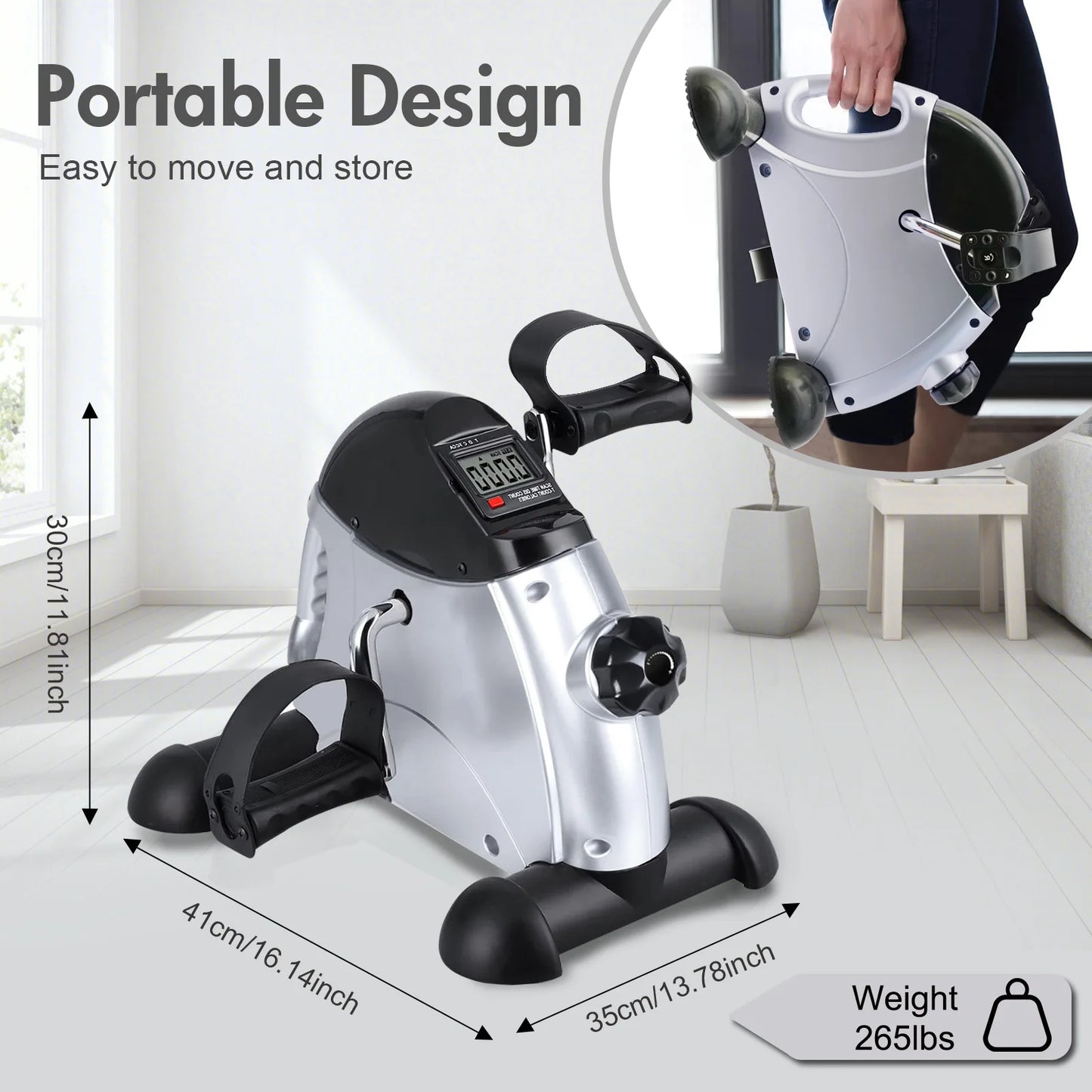 Mini Under Desk Pedal Exerciser With LCD Screen Display