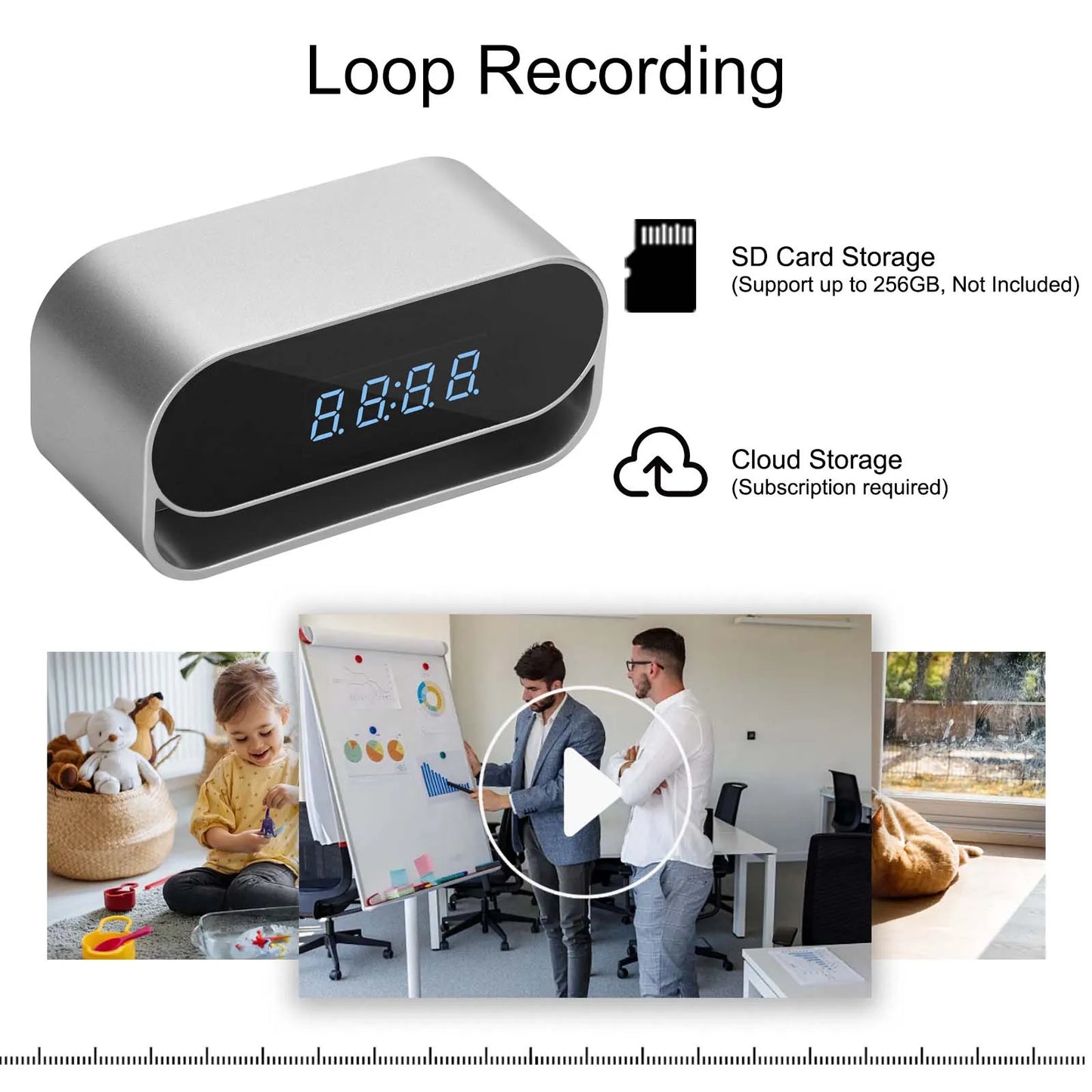 Ouvis 4K Camera Clock WiFi Night Vision and Motion Detection
