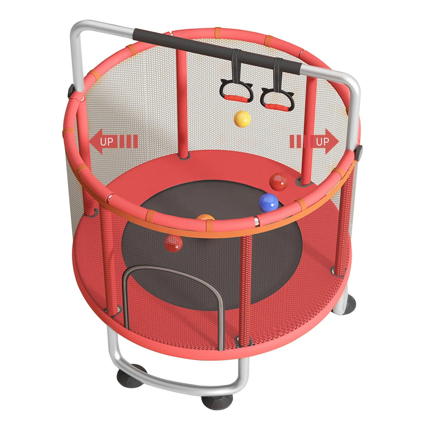 Kids Trampoline With Basketball Hoop And Enclosure Net