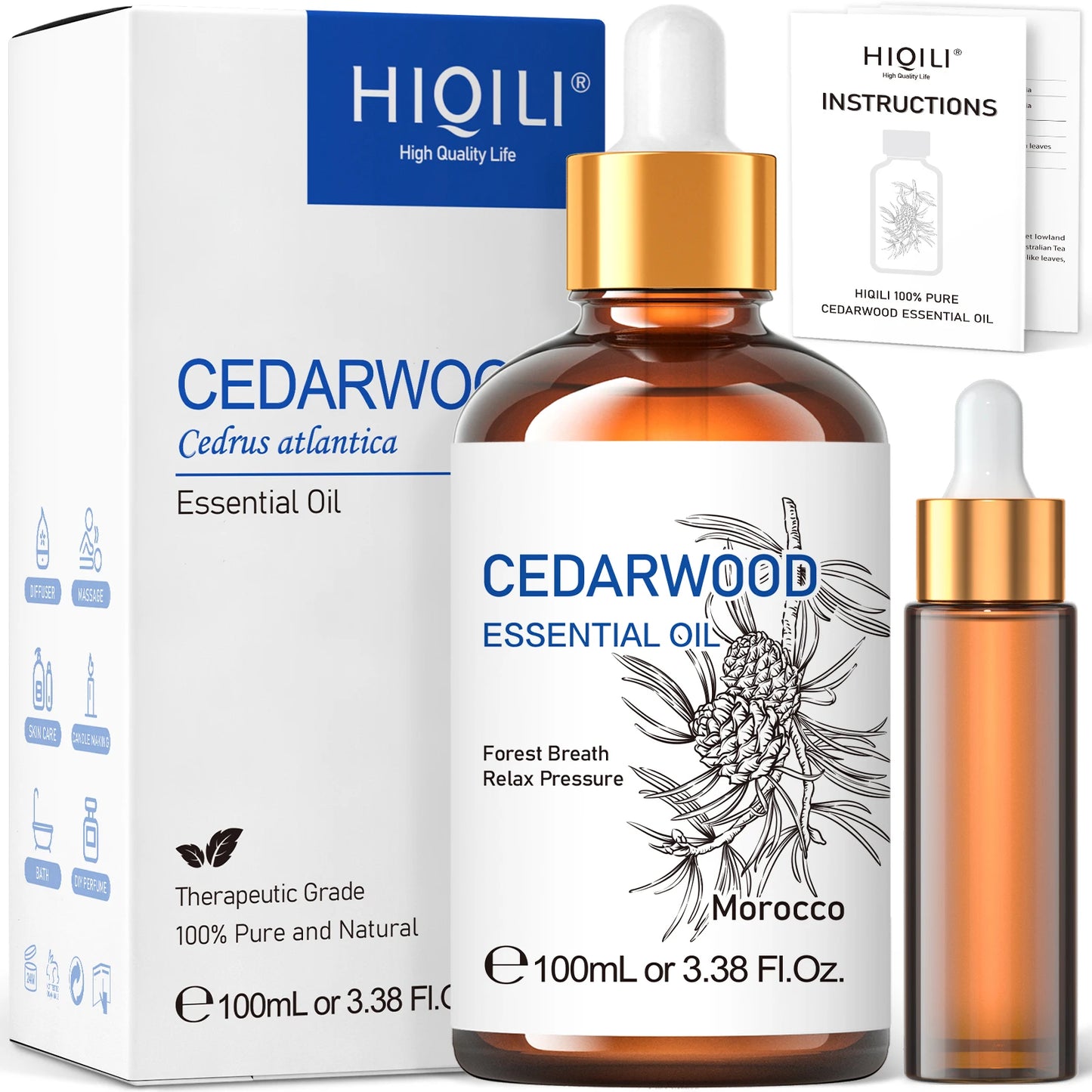 HIQILI Cedarwood Essential Oil Pure For Diffuser And Humidifier