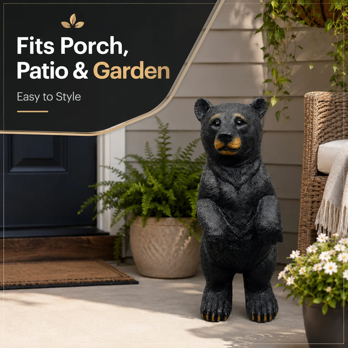 Realistic Standing Bear Statue Resin Outdoor Garden Decor