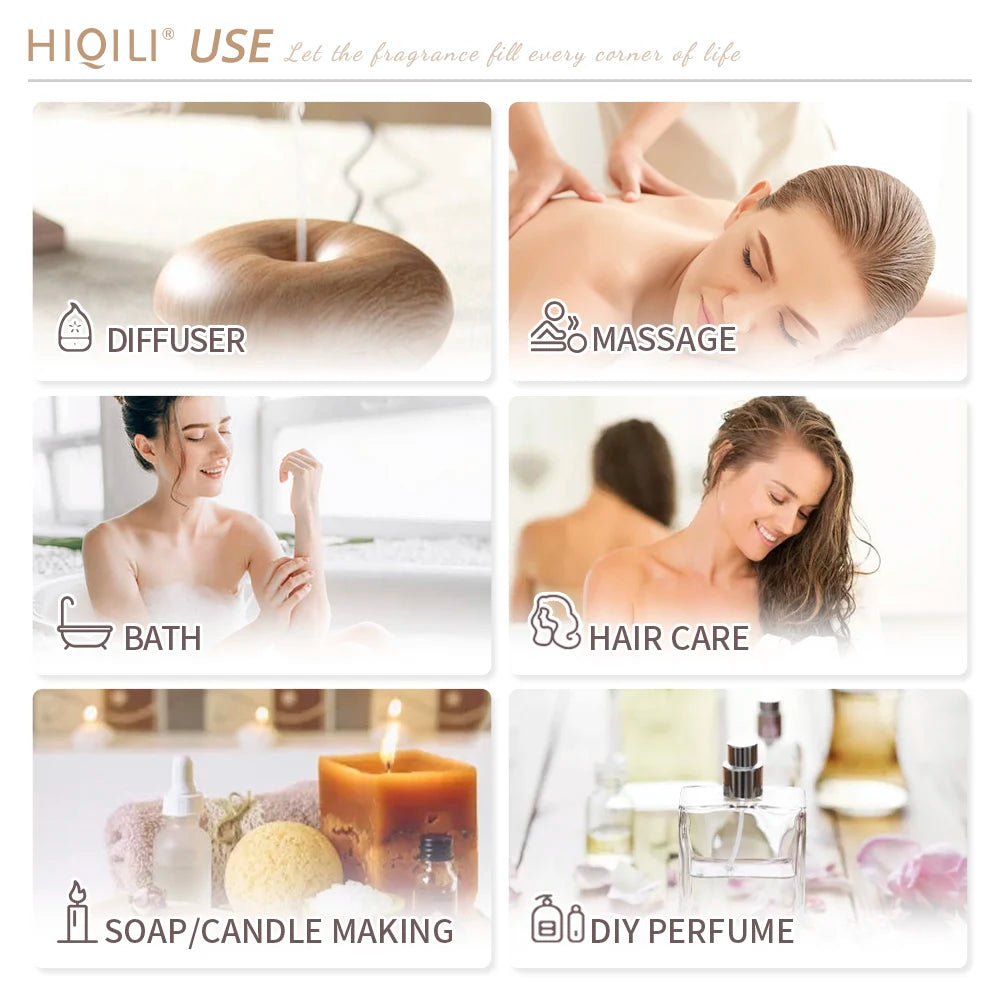 HIQILI Natural Essential Oil Geranium Tea Tree Rosemary Vanilla Lavender