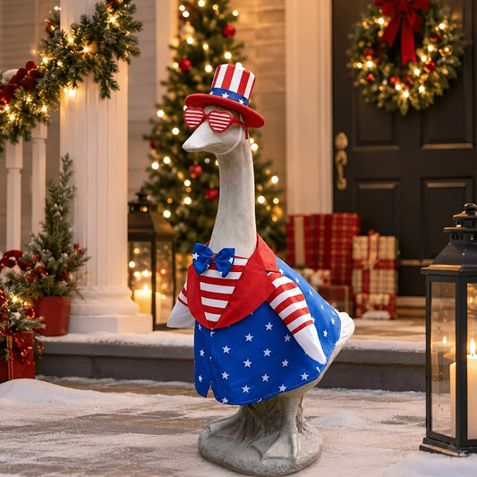 Porch Goose Outfit With Hat Glasses Bow Tie And Dress
