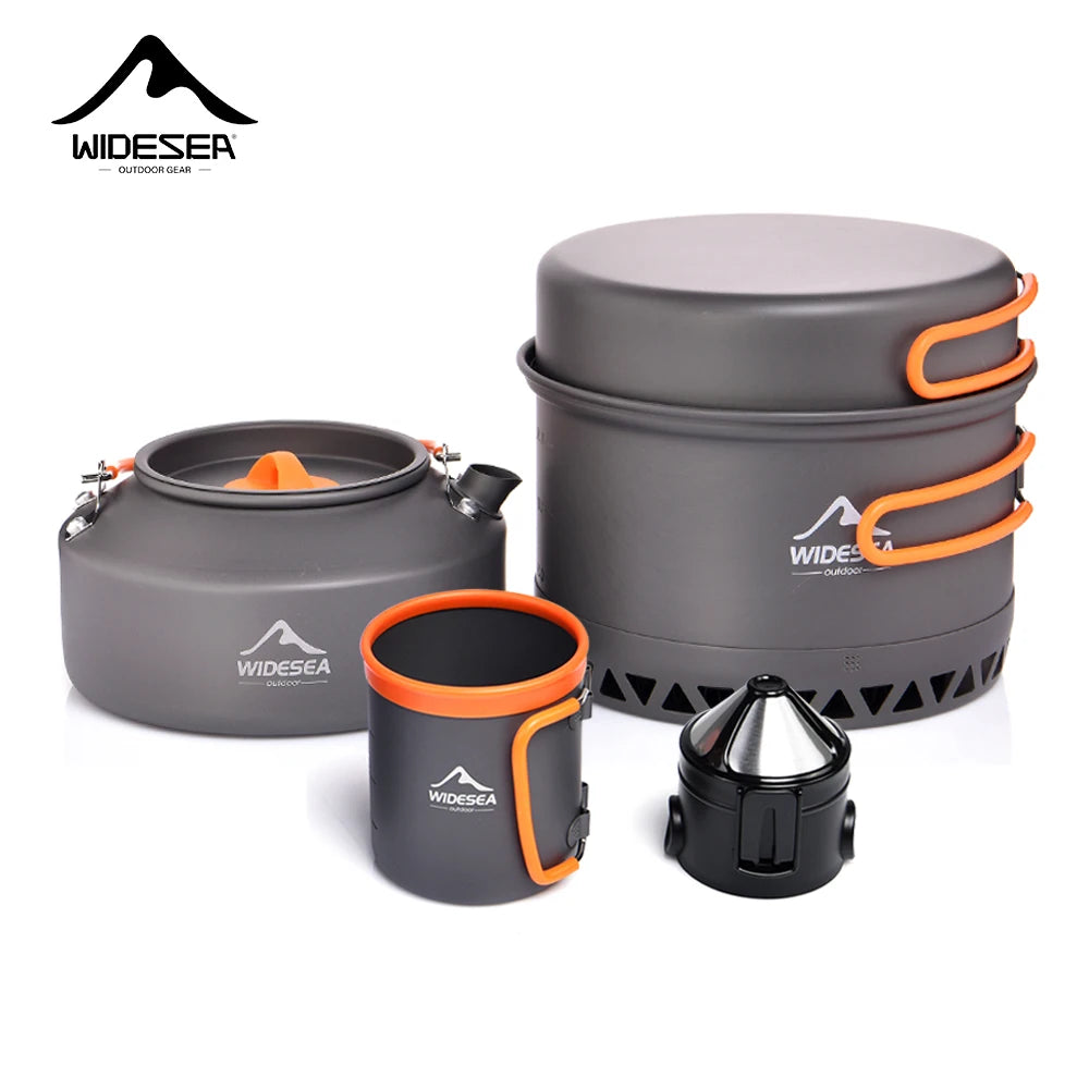 Widesea Outdoor Camping Cookware Set With Pots Kettle And Cups