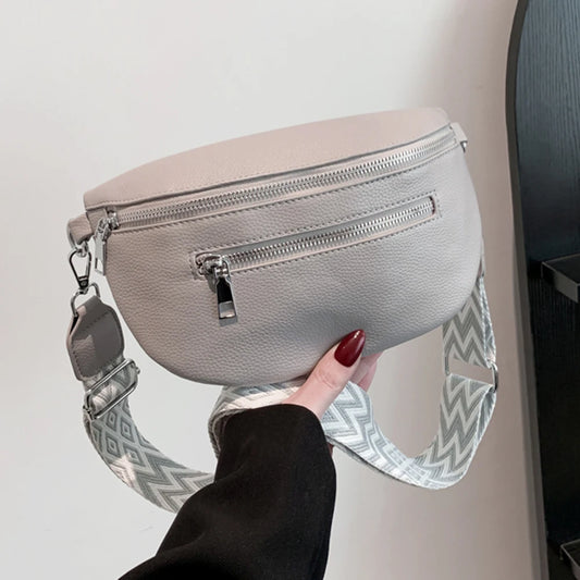 Shunmaii Women Crossbody Bag With Wide Strap Retro Fanny Pack