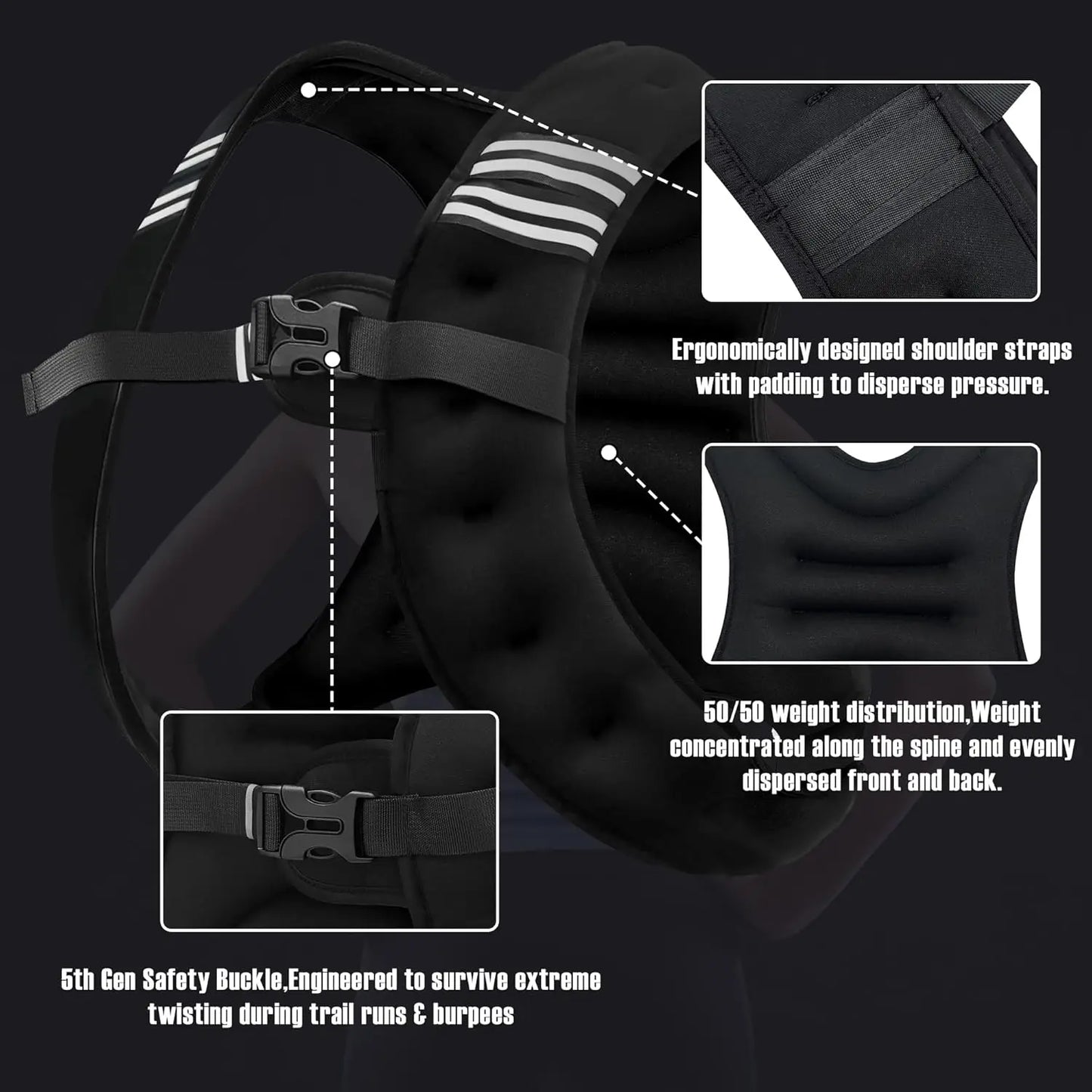 Weight Vest With Reflective Stripe For Cardio And Strength Training