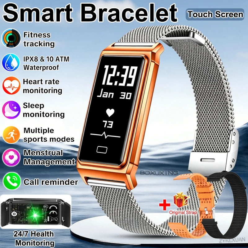 Fitness Tracker Smart Bracelet IPX8 Waterproof Touch Screen Health Monitor
