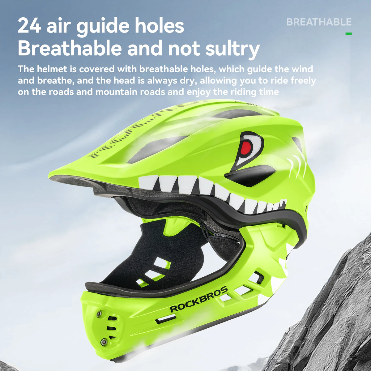 ROCKBROS Kids Detachable Full Face Cycling Helmet Safety Protection