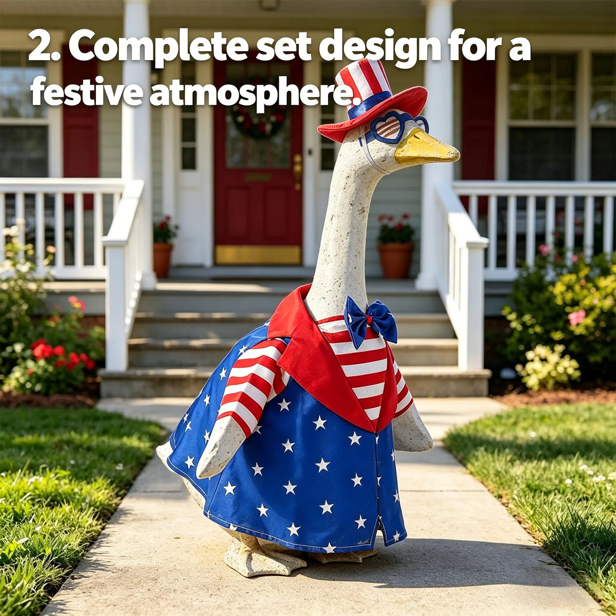 Porch Goose Outfit With Hat Glasses Bow Tie And Dress