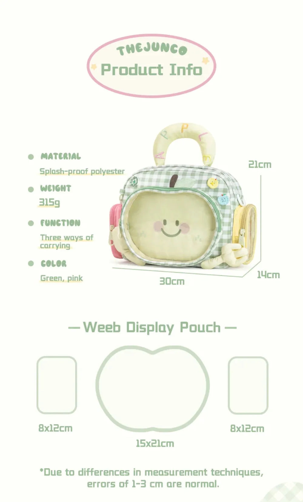 Kabaqoo Transparent Apple Design School Backpack With Zipper Closure