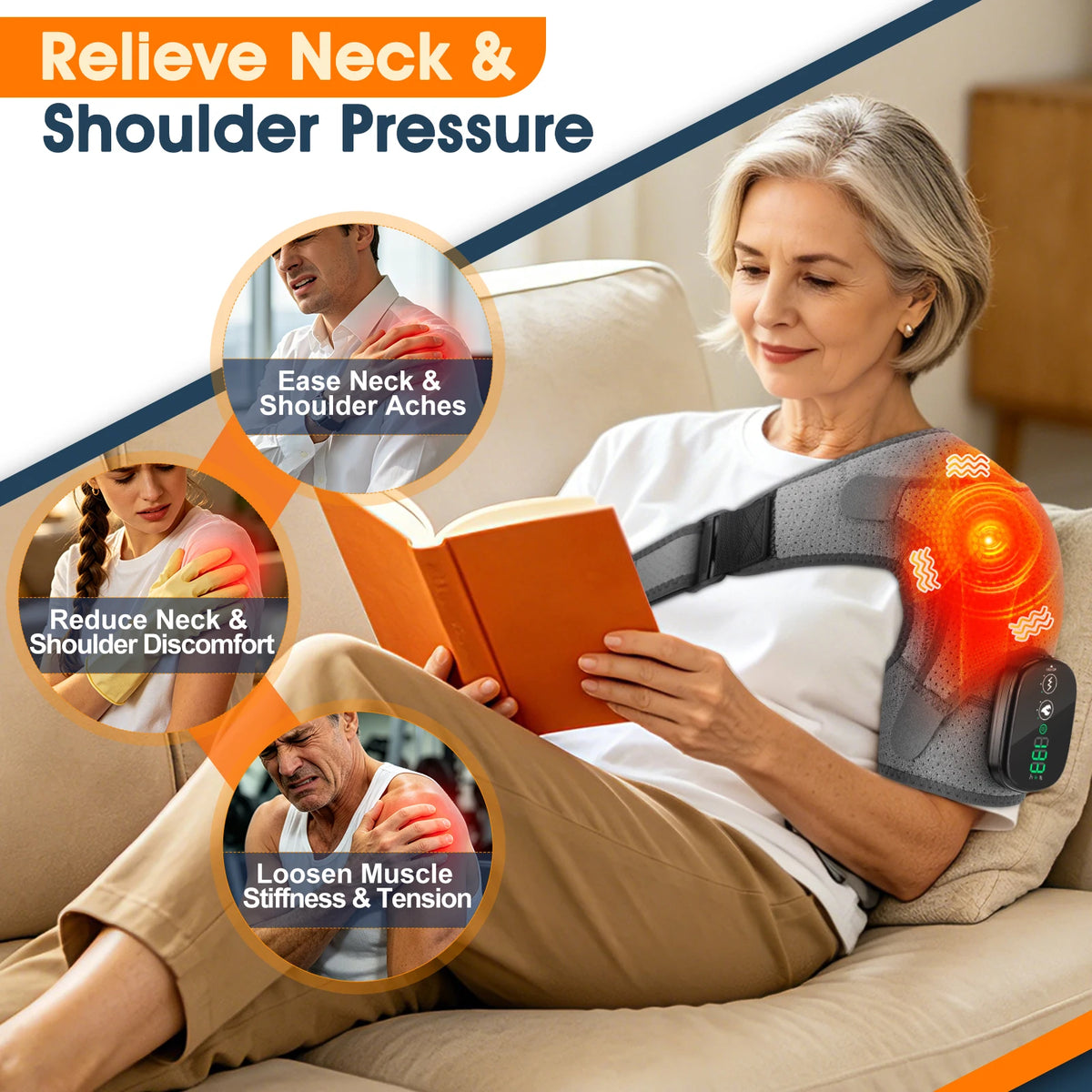 Hailicare Electric Vibration Heated Shoulder Massager With Smart LED Display And Cordless Design