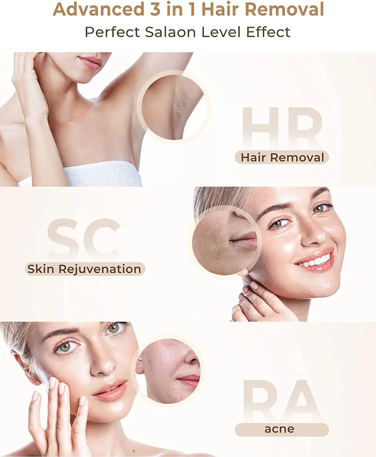 LYSMOSKI IPL Hair Removal 3in1 Epilator Device For Whole Body
