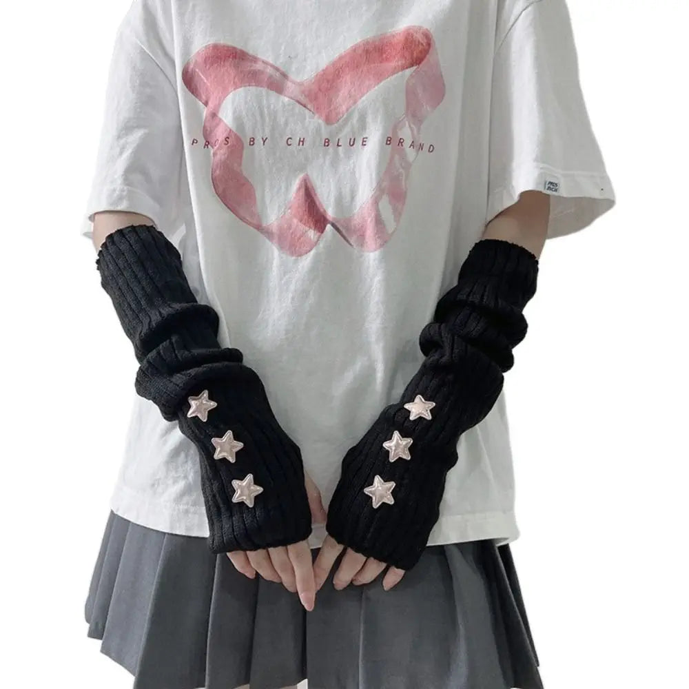 Fingerless Long Wrist Gloves Arm Warmers Polyester For Women