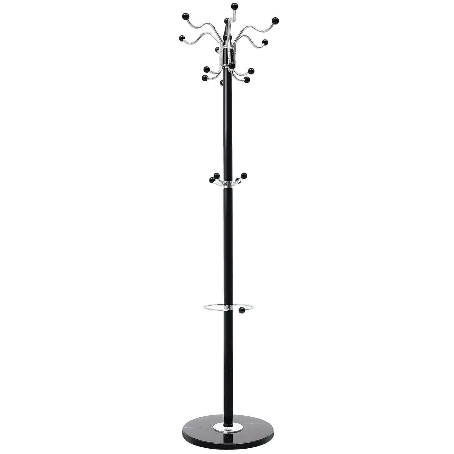 Bymaocar Free Standing Coat Tree With 16 Hooks Hat Jacket Stand