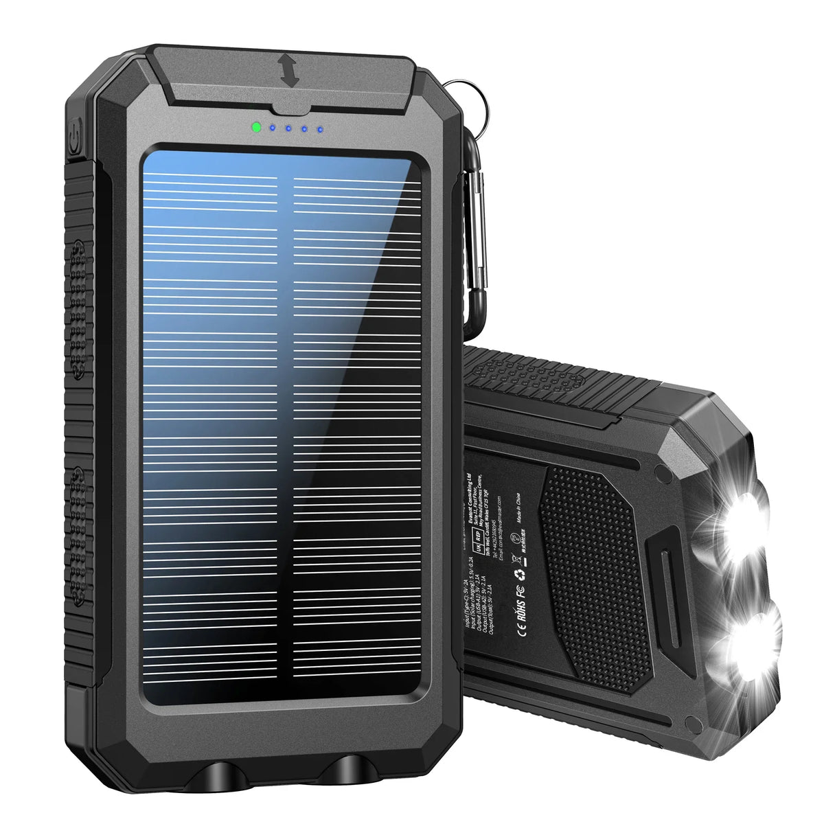 10000mAh Solar Power Bank Featuring Dual USB Type C Ports