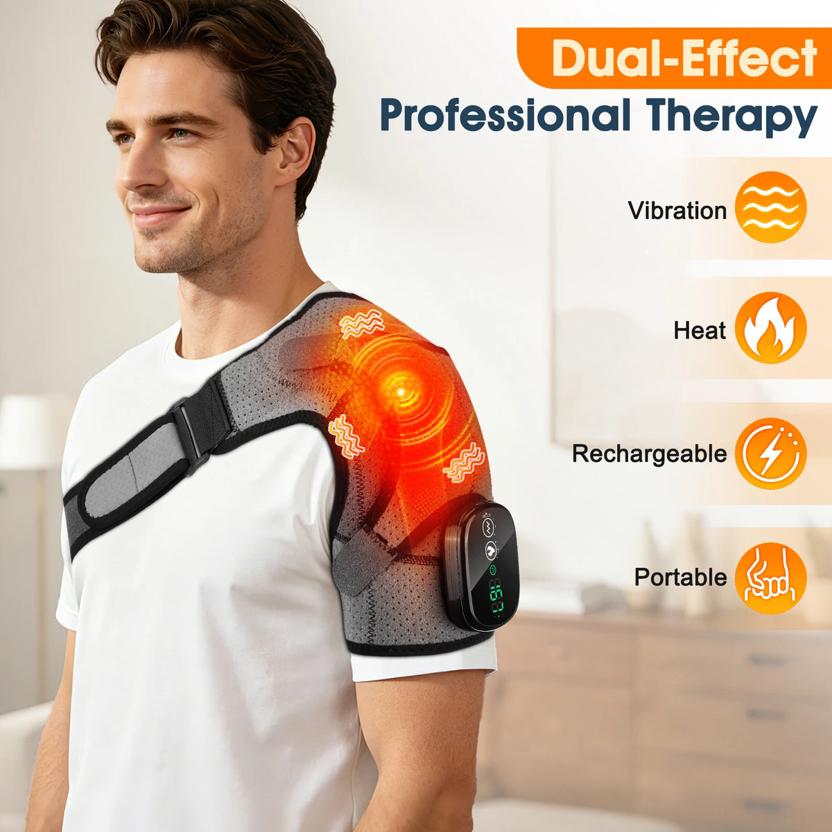 Cordless Electric Heated Shoulder Massager Vibration Support Belt