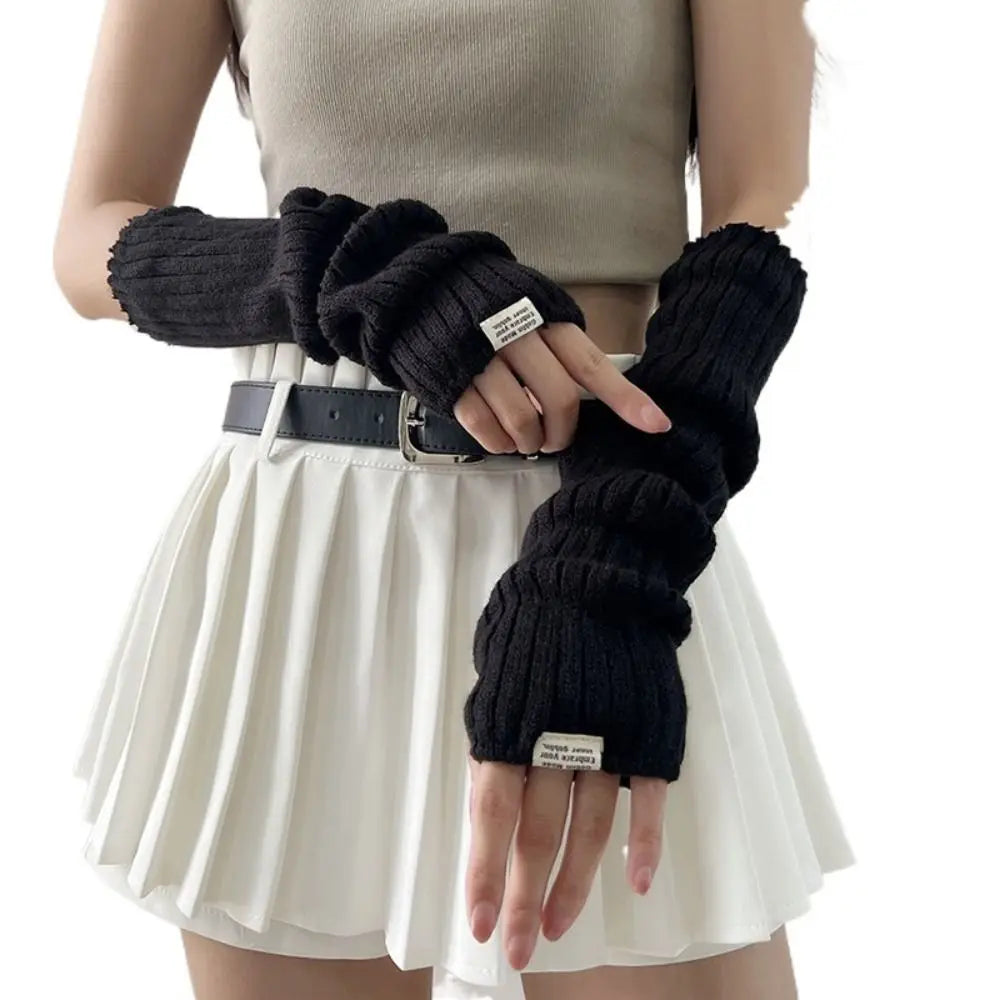Fingerless Long Wrist Gloves Arm Warmers Polyester For Women