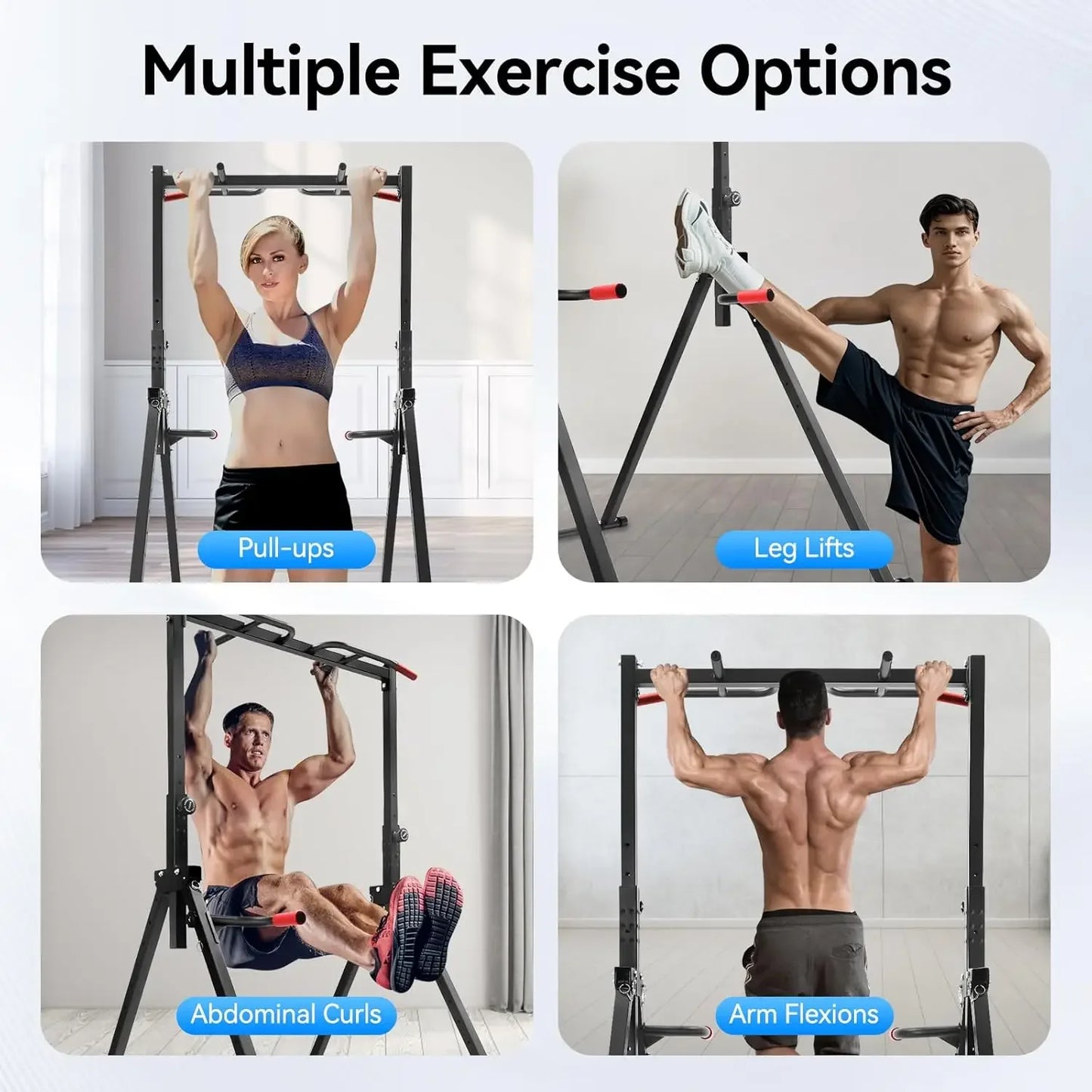 Foldable Power Tower Dip Station With Triangular Pull Up Bar