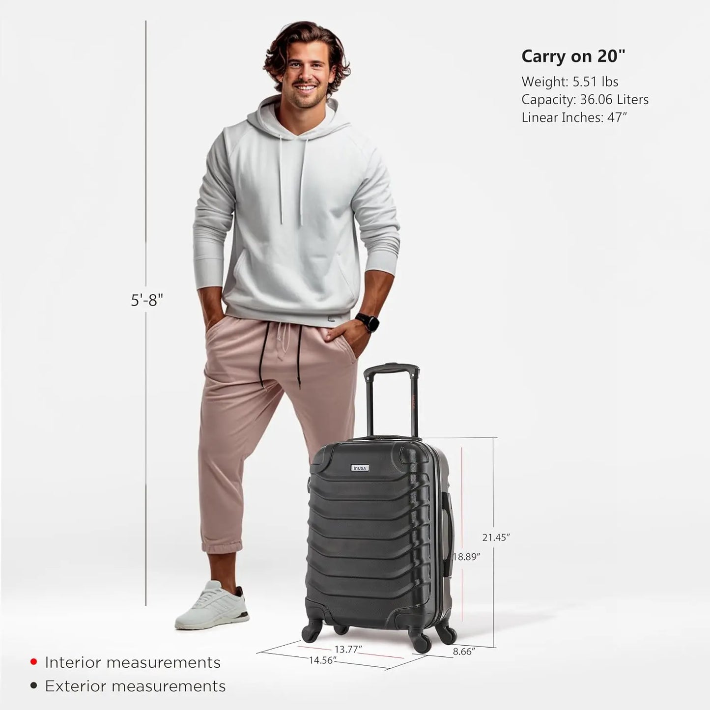 Luggage With Spinner Wheels Durable Lightweight Hardshell Suitcase