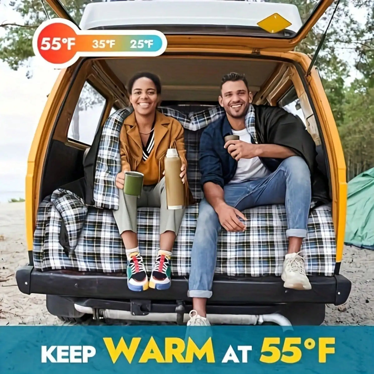 Two Person Camping Sleeping Bag With Pillows For Cold Weather