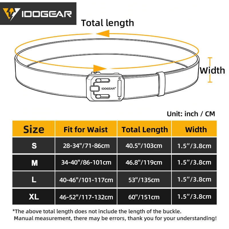 IDOGEAR Mens Ratchet Belt No Holes Slide Buckle Heavy Duty
