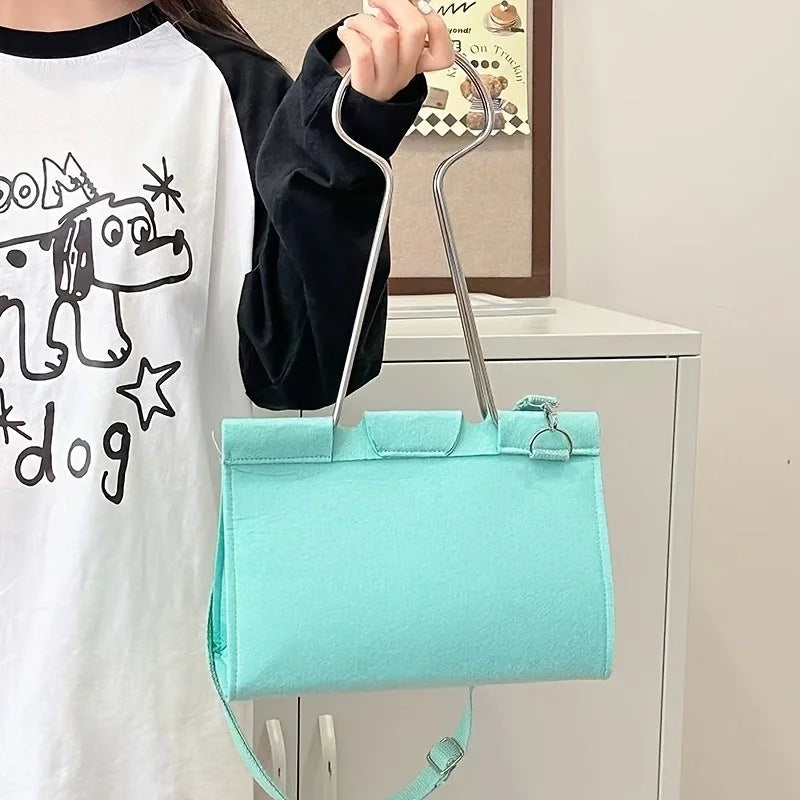 Stylish Clip Shape Square Fabric Women Shoulder Bag