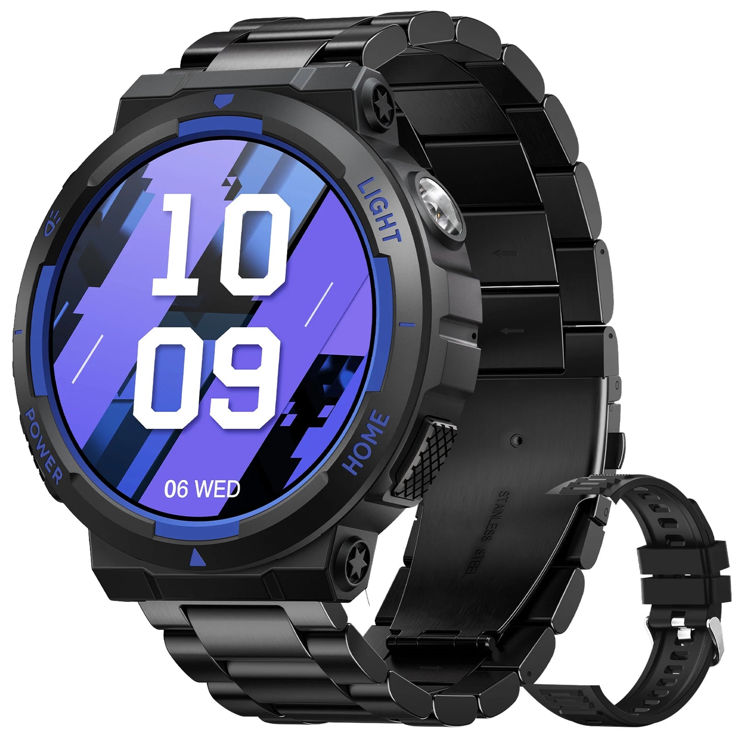 EIGIIS Smart Watch For Men With LED Flashlight Health Monitor