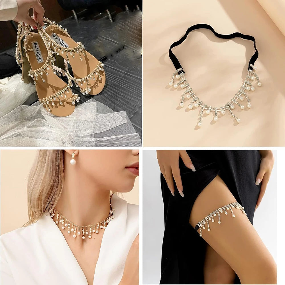 Jay Home CN Rhinestone Ribbon Chain Fringe Trim For Weddings