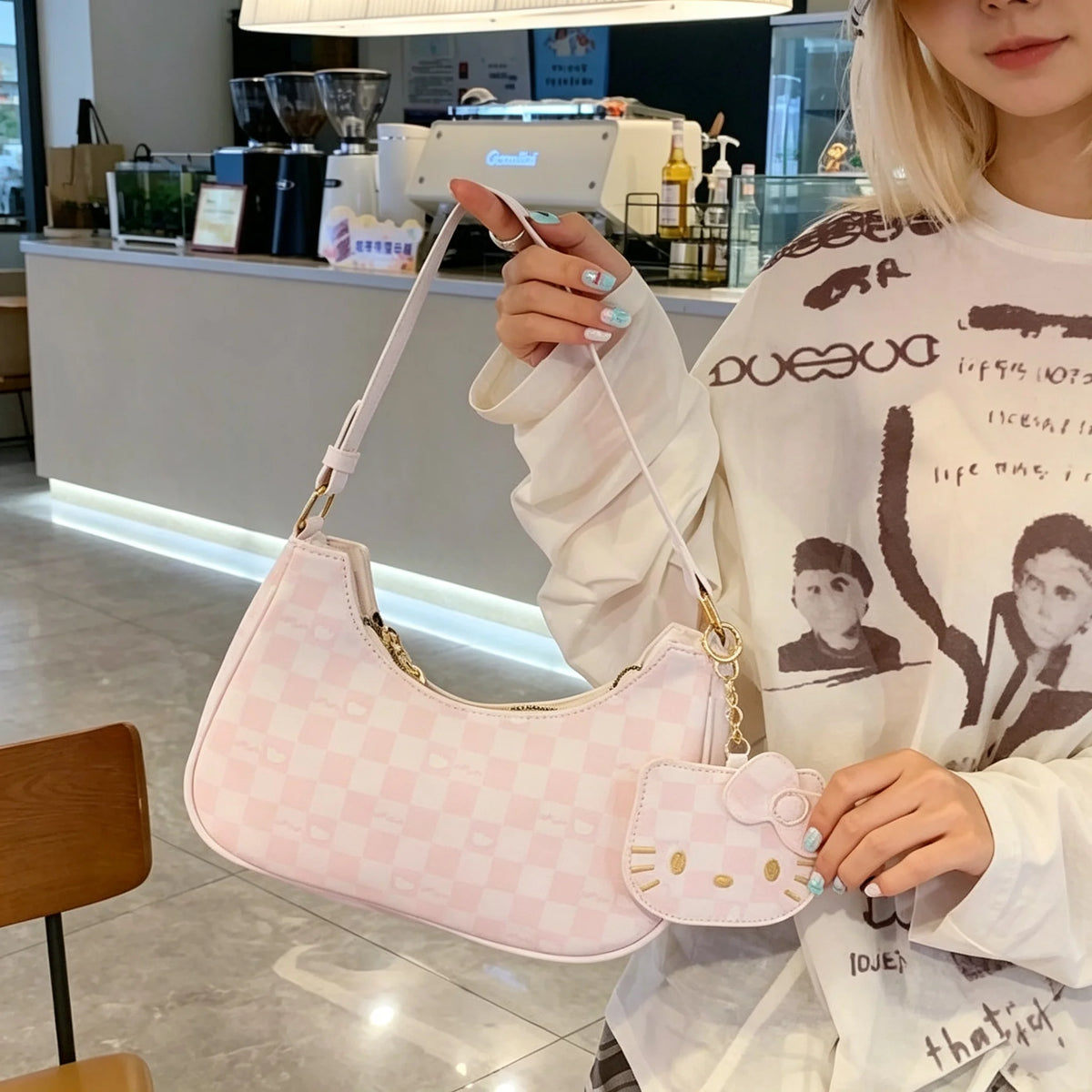 Mesuca Women PU Leather Shoulder Bag With Cartoon Pendant